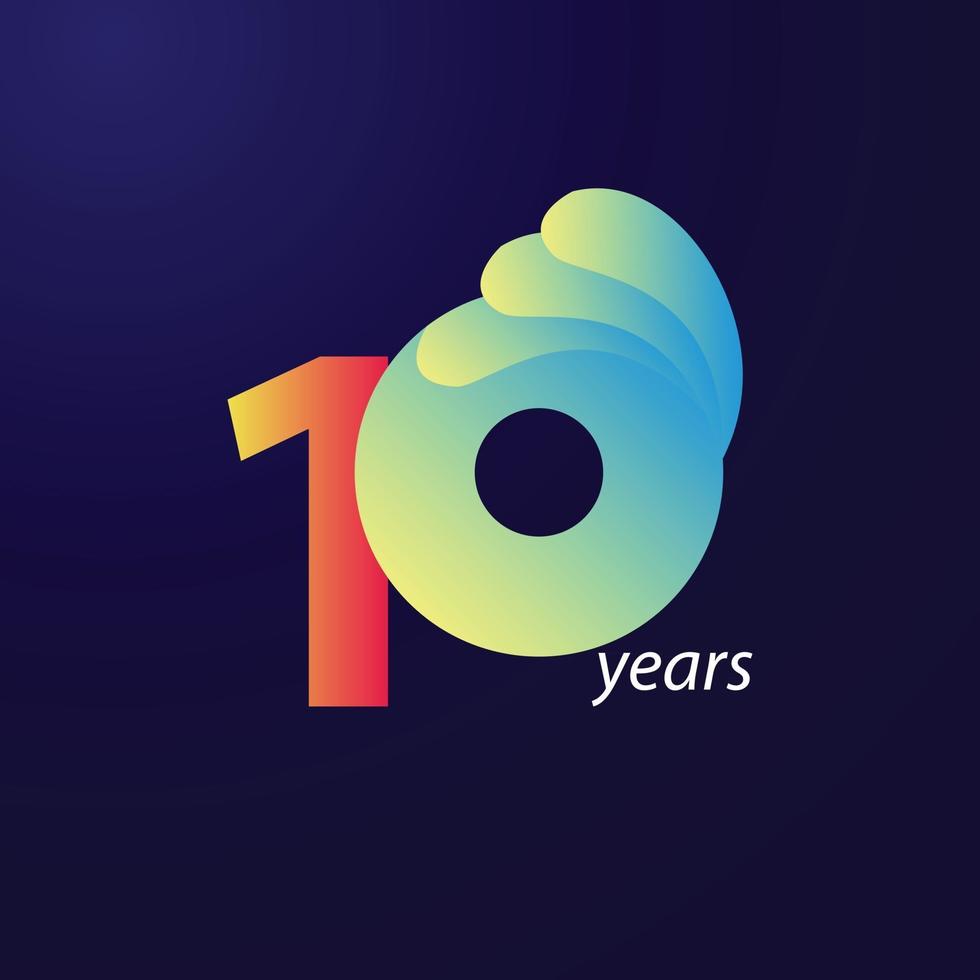 Ilustración de diseño de plantilla de vector de celebración de aniversario de 10 años