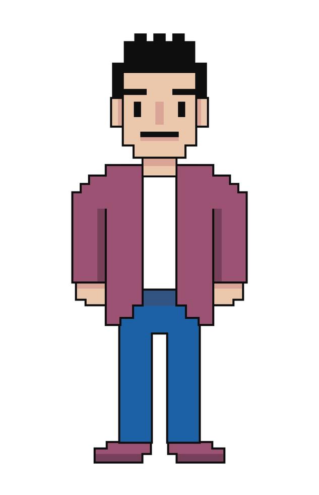 avatar de hombre joven pixelado vector
