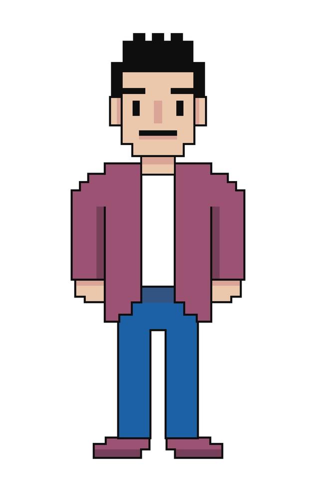 pixelated young man avatar vector