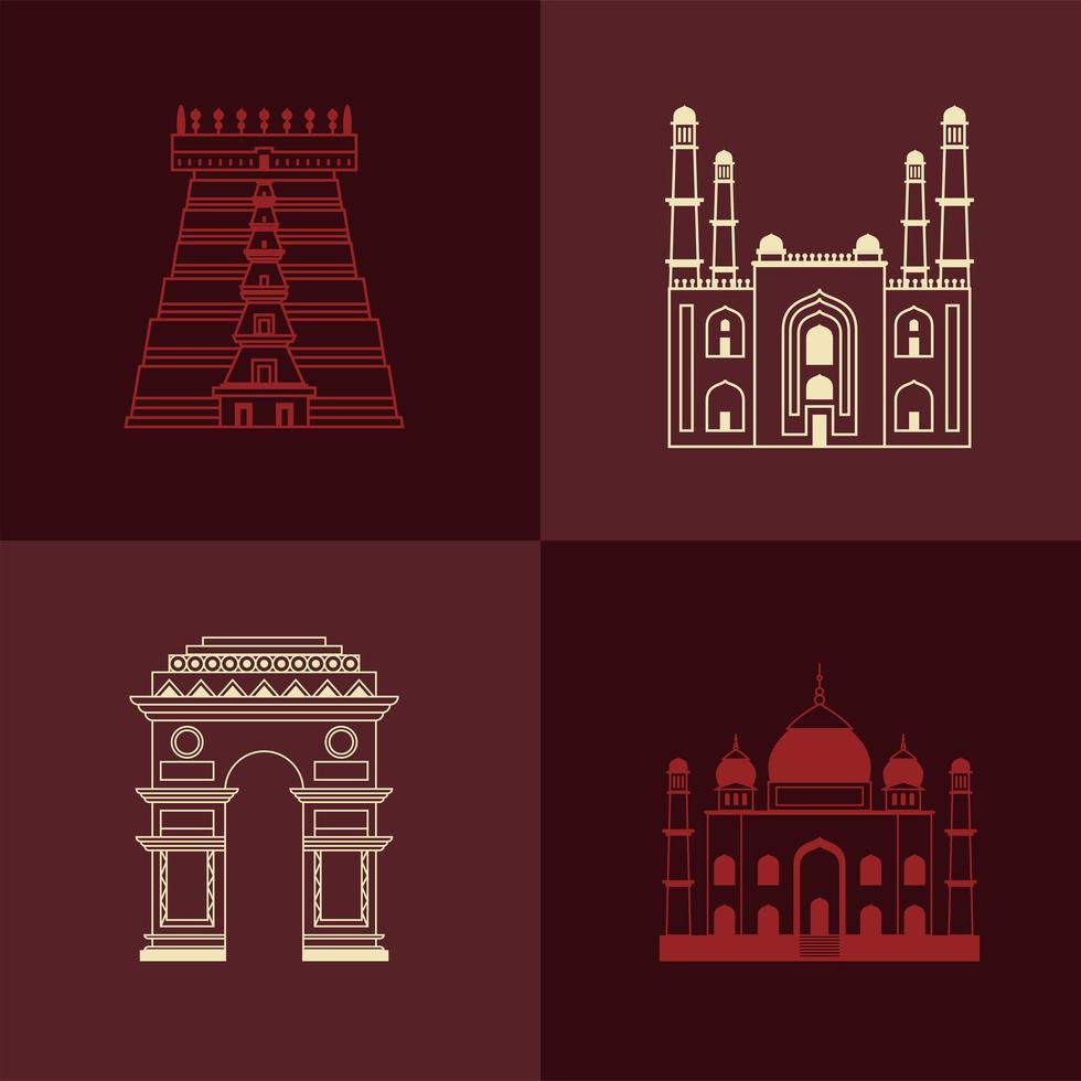 four india independence icons vector