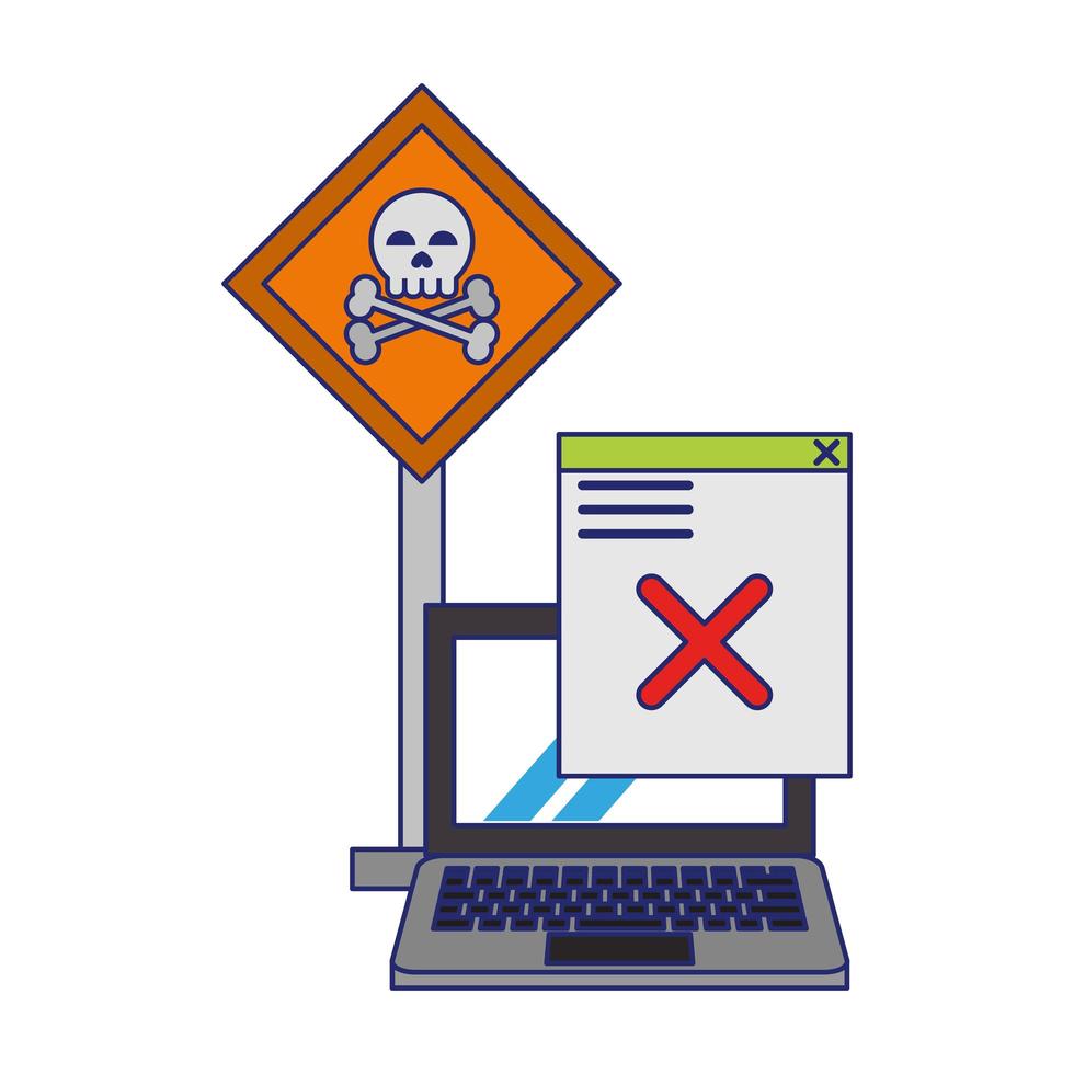 danger sign with computer blue lines vector