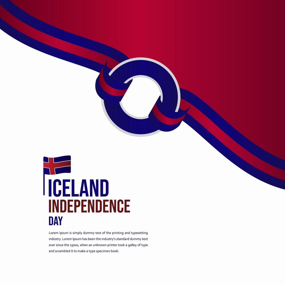 Ilustración de diseño de plantilla de vector de celebración del día de la independencia de Islandia