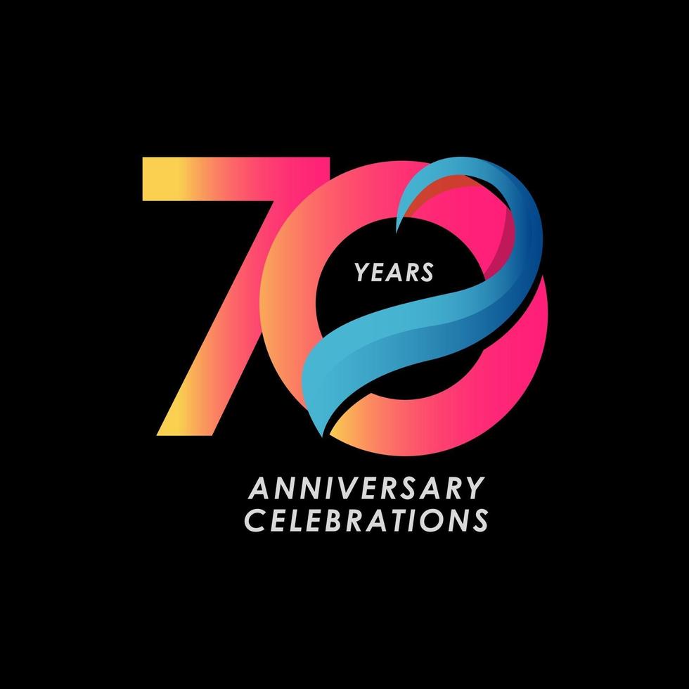 70 Years Anniversary Celebration Number Vector Template Design Illustration