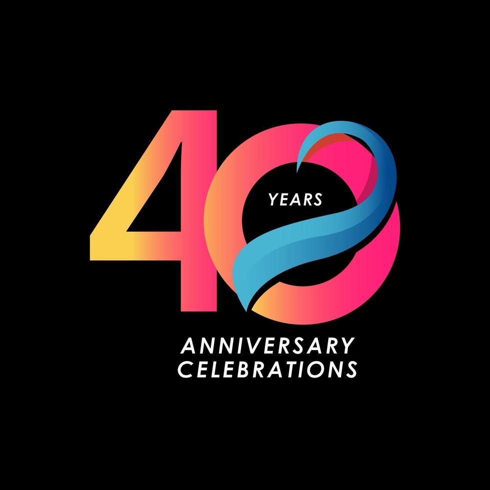40 Years Anniversary Celebration Number Vector Template Design Illustration