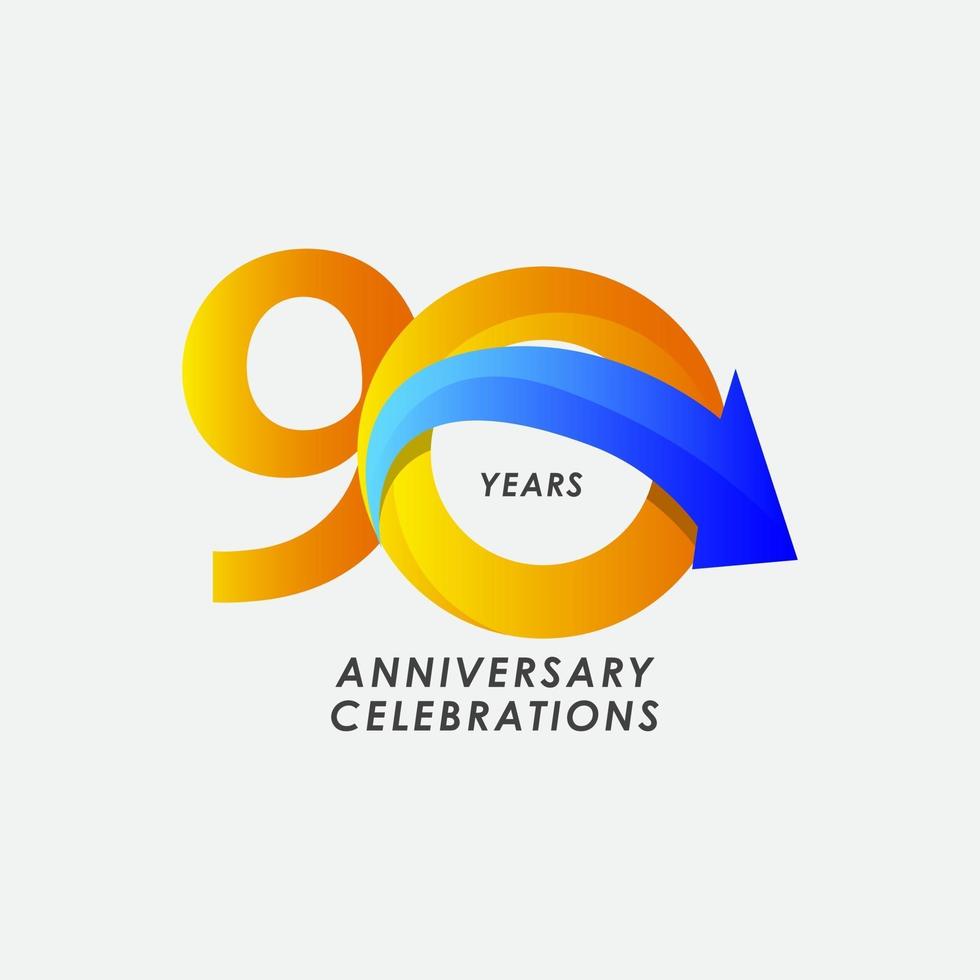 90 Years Anniversary Celebration Number Vector Template Design Illustration