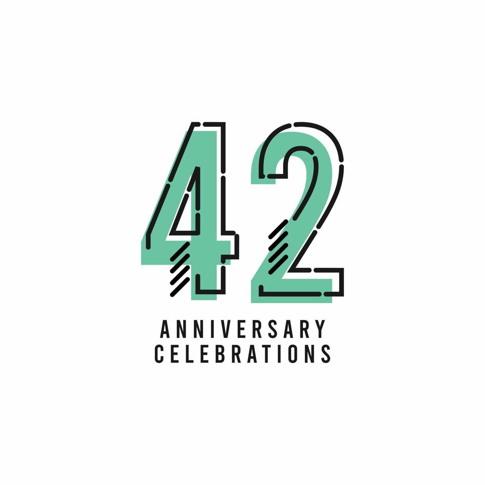 Ilustración de diseño de plantilla de vector de celebración de aniversario de 42 años