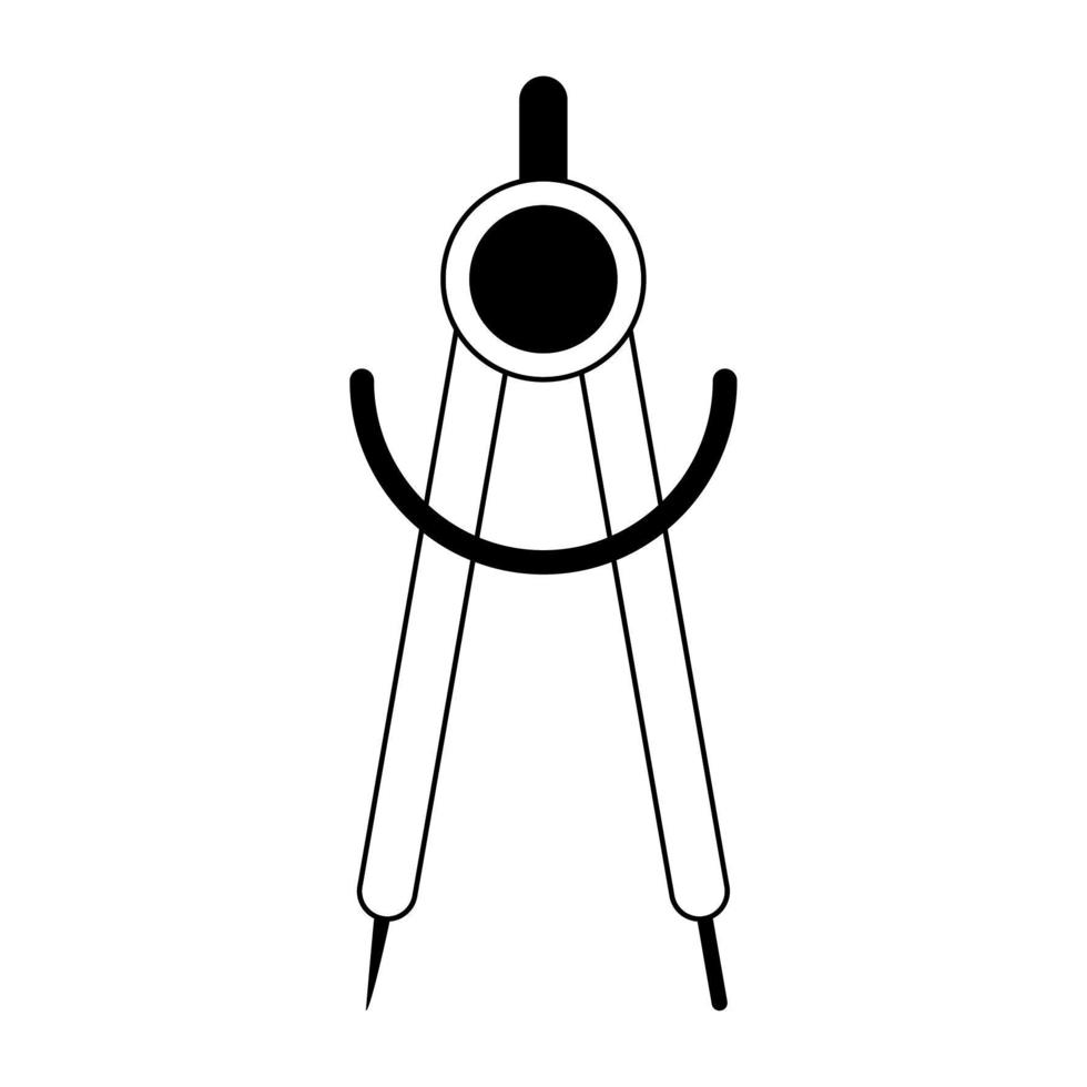 compass icon cartoon in black and white vector
