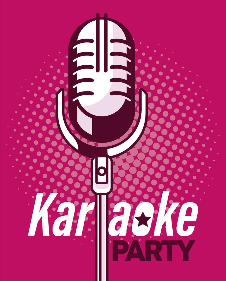 karaoke mic pink poster vector