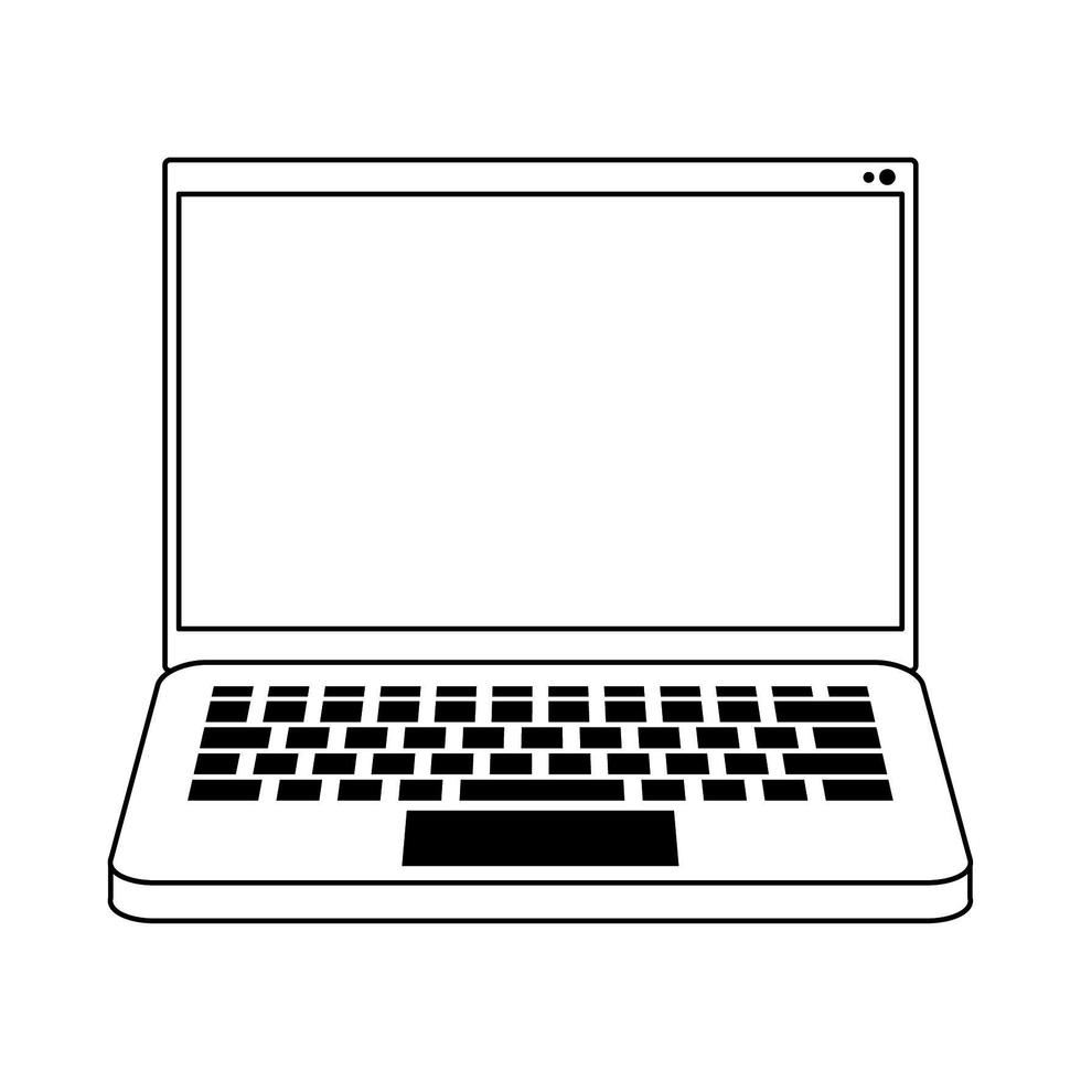 computer icon cartoon in black and white vector