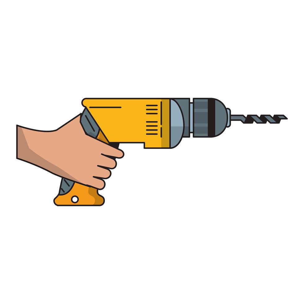 Hand with drill construction tool vector