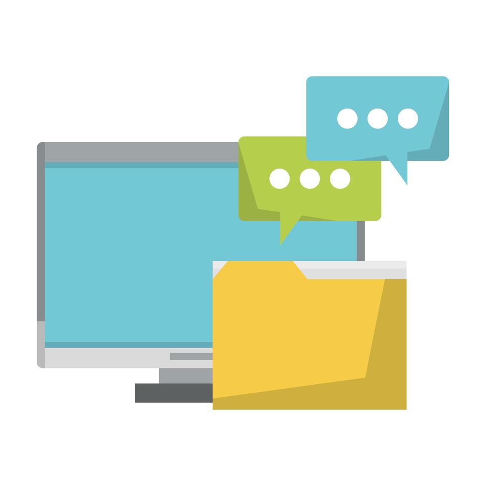 computadora con carpeta de documentos vector