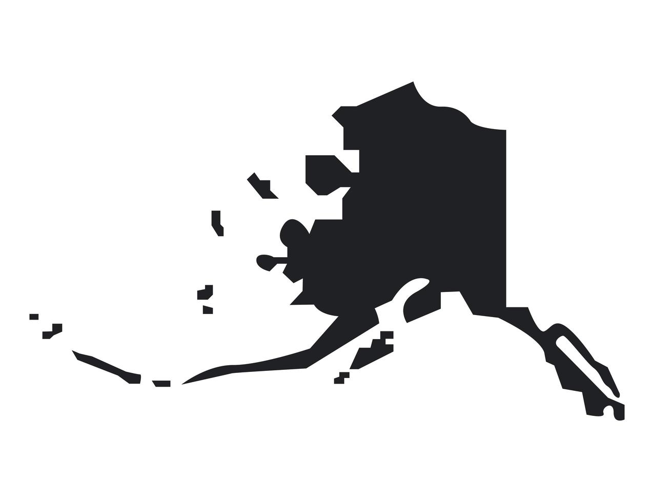 silueta de mapa de alaska vector