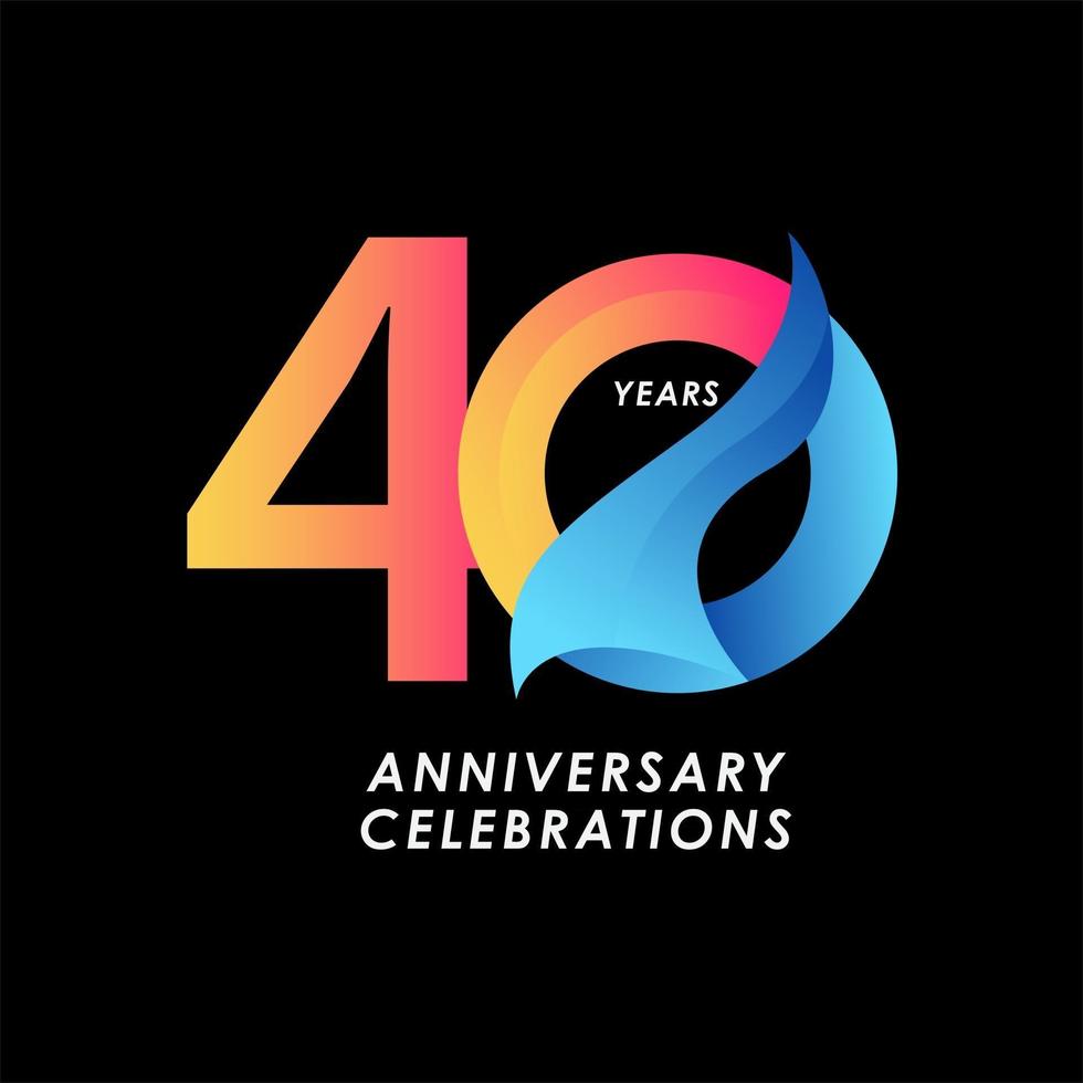 40 Years Anniversary Celebration Number Vector Template Design Illustration