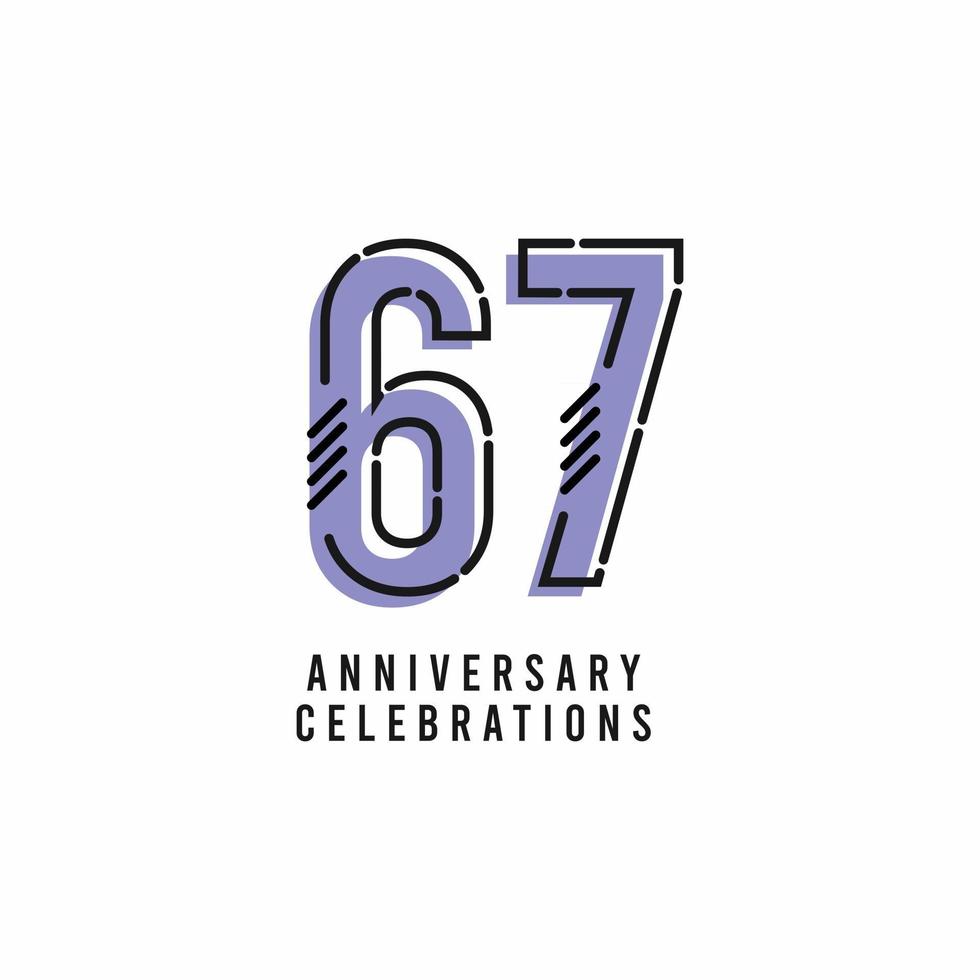 Ilustración de diseño de plantilla de vector de celebración de aniversario de 67 años