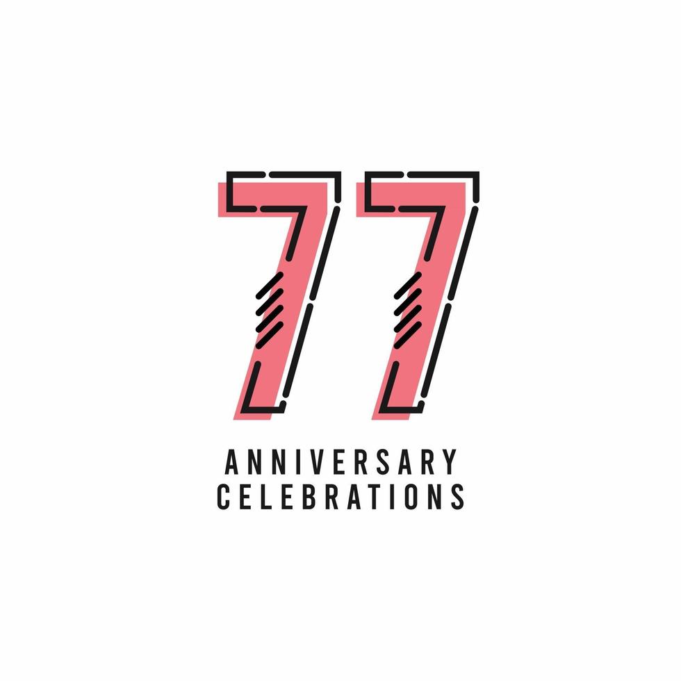 Ilustración de diseño de plantilla de vector de celebración de aniversario de 77 años