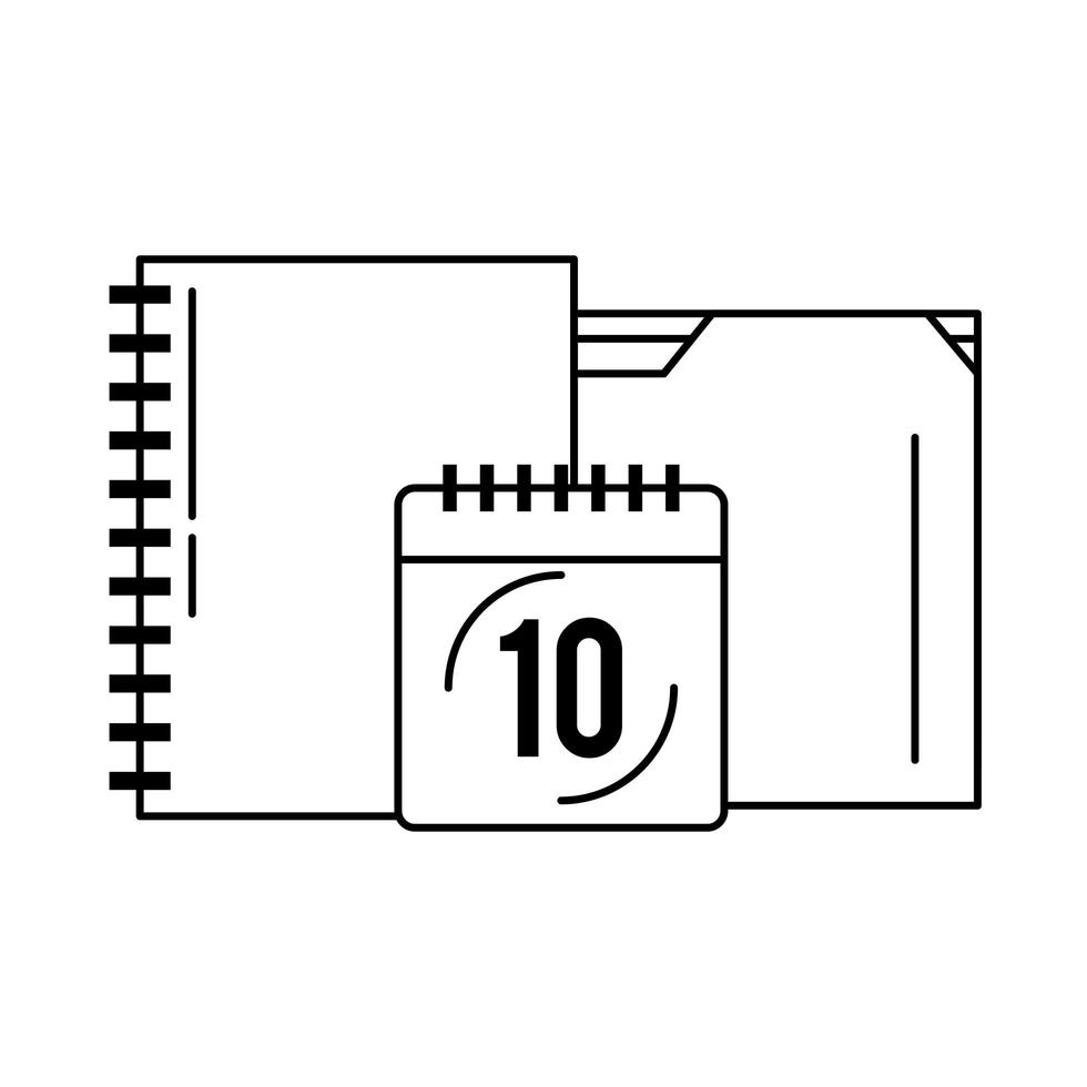 documents and calendar black and white vector