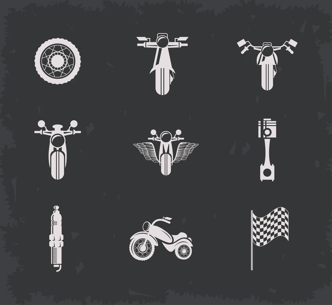 nine biker emblems vector