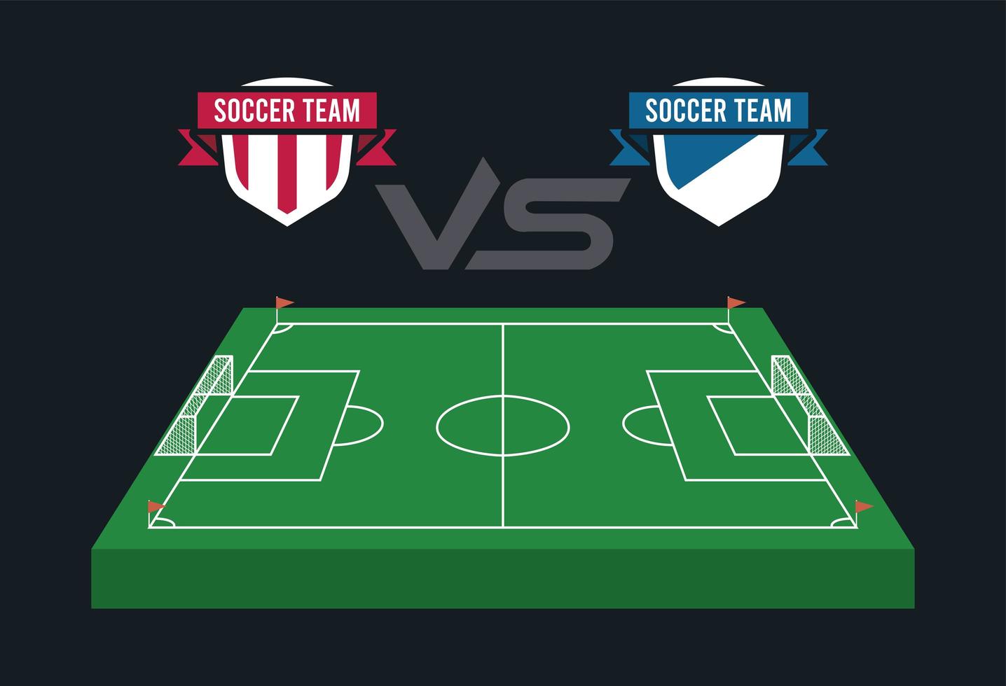 soccer court and teams vector
