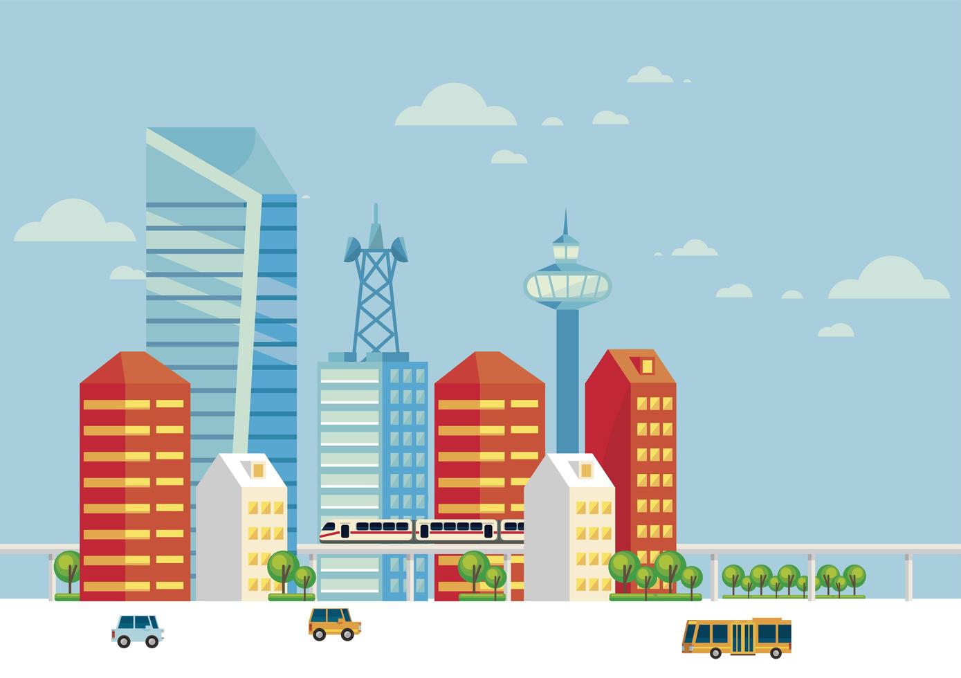 smartcity scene with transport vector