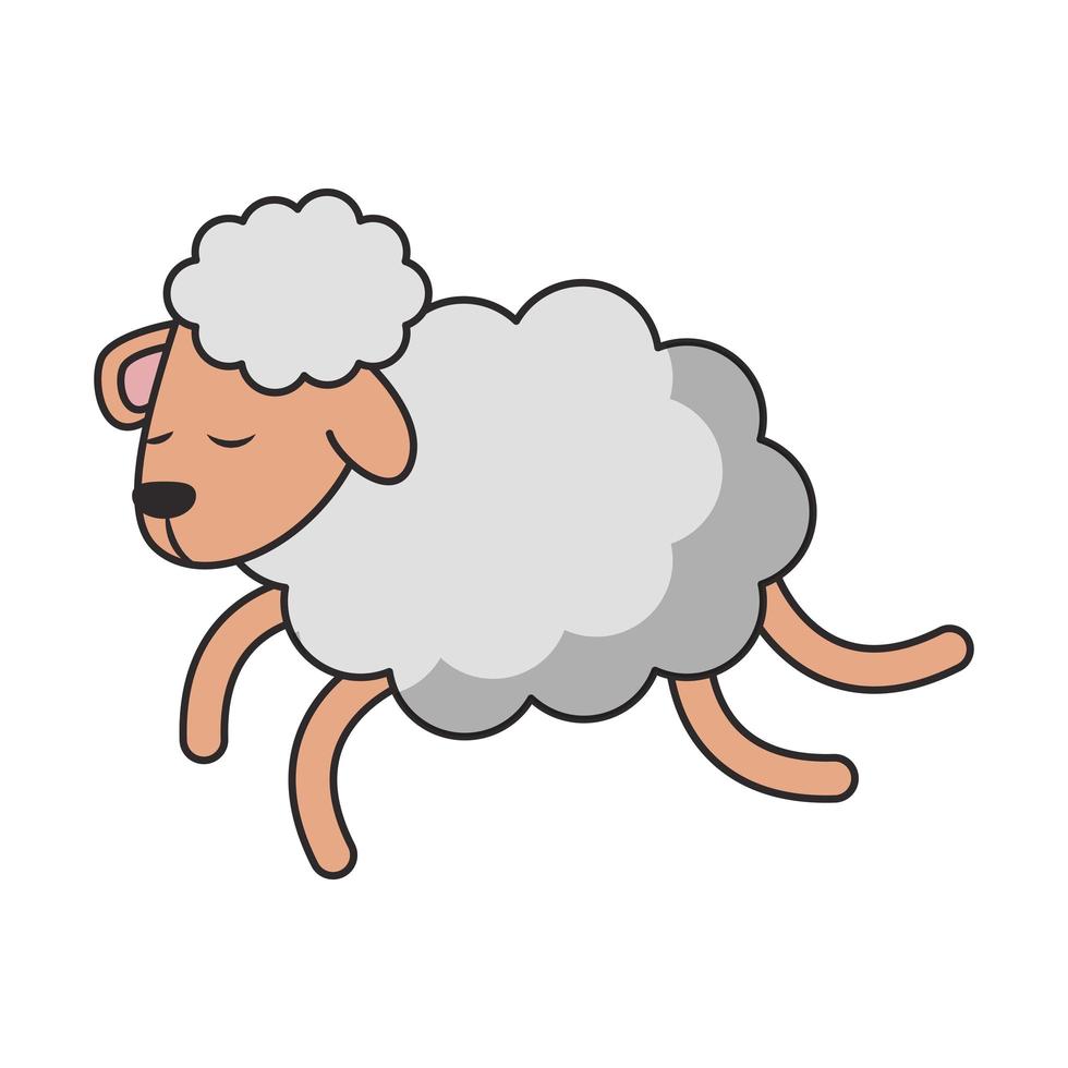 Sheeping jumping cartoon isolated vector