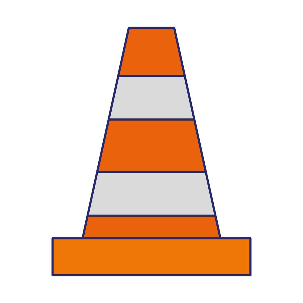 warning cone icon blue lines vector