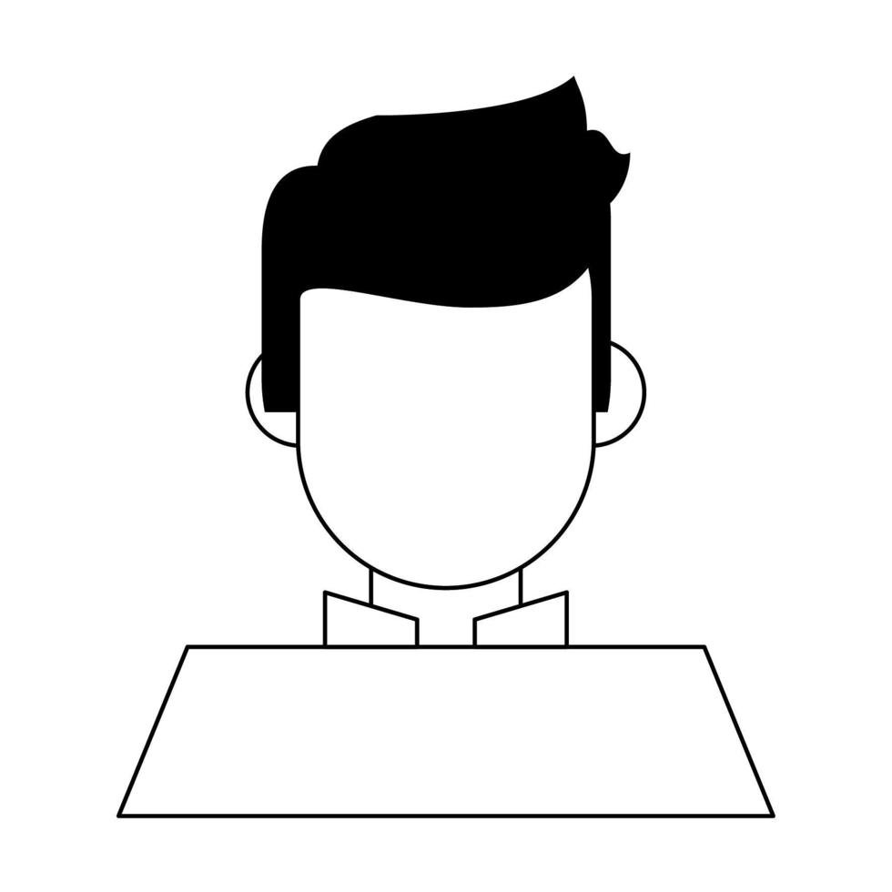 man avatar cartoon character portrait in black and white vector