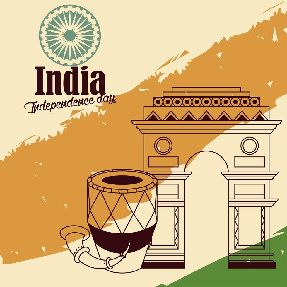 india independence lettering gate vector