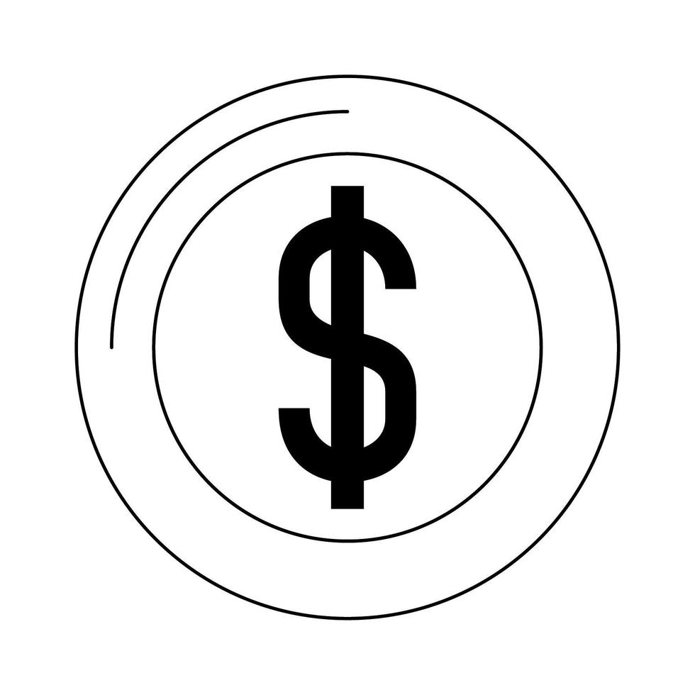 coins icon cartoon in black and white vector