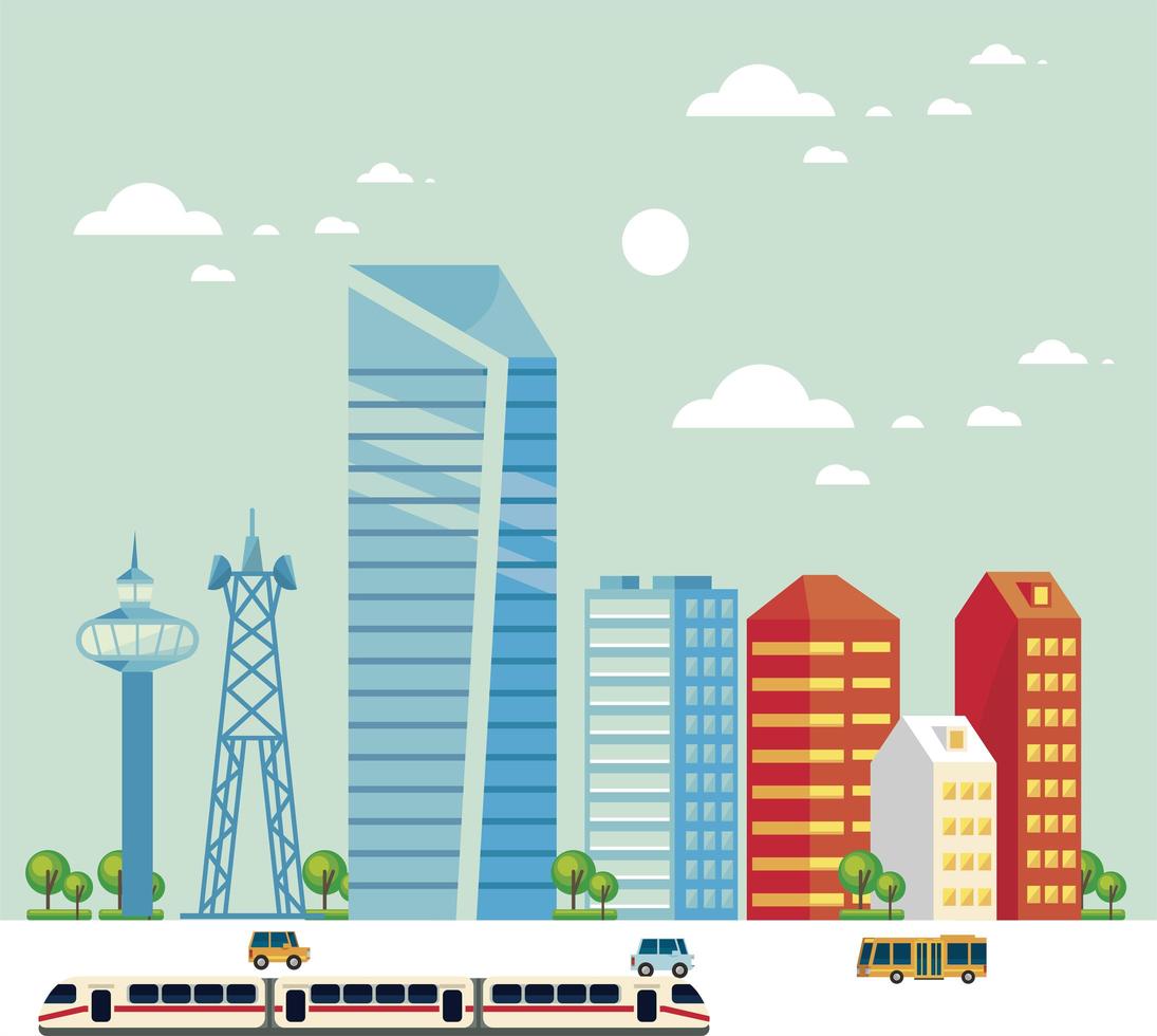 smartcity scene with vehicles vector