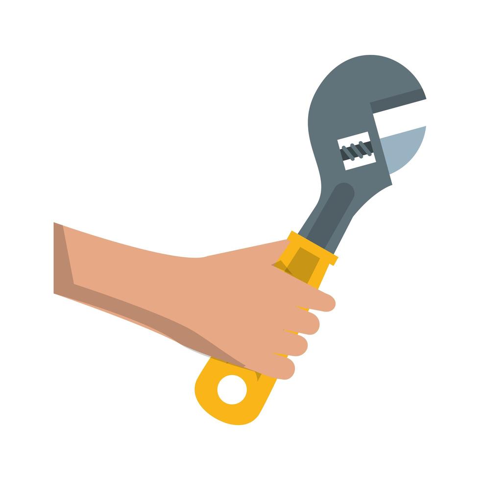 hand with adjustable wrench construction tool vector