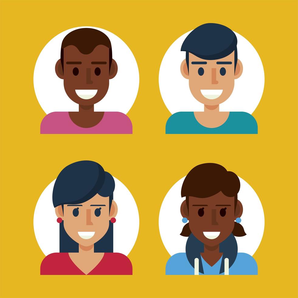 four young people vector