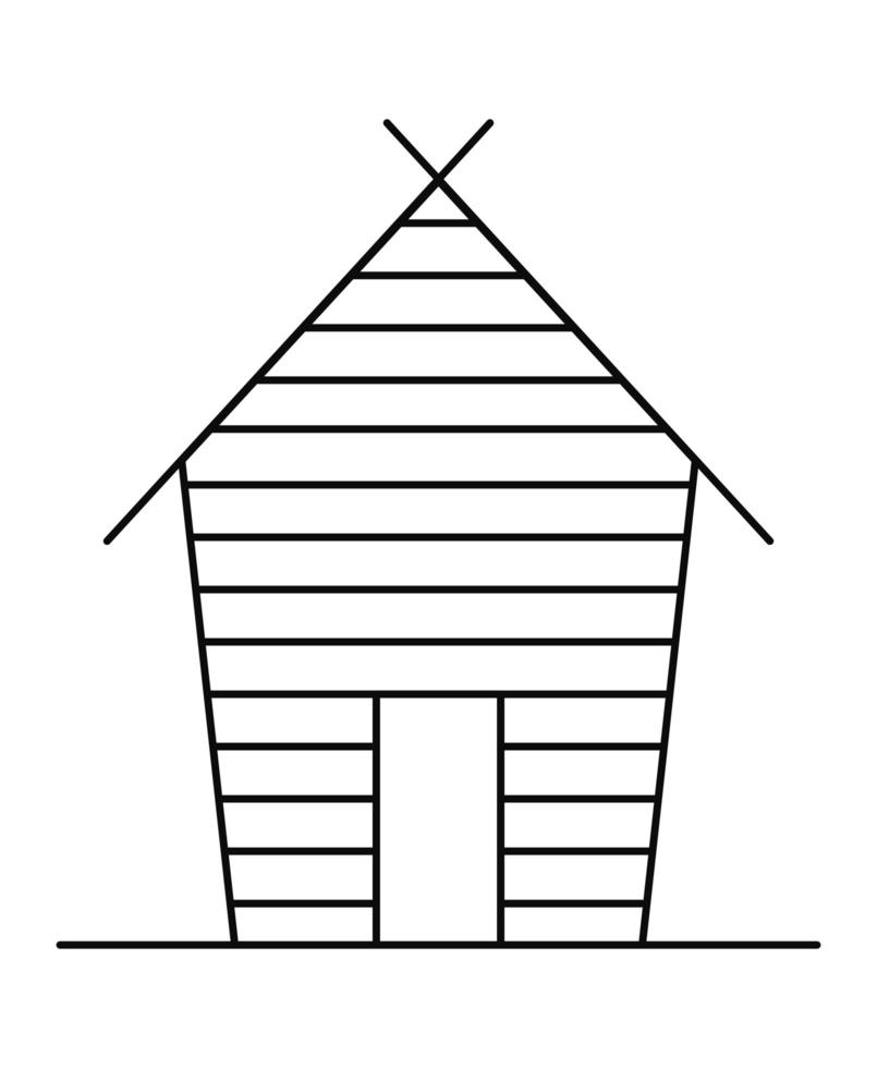 wooden cabin facade vector
