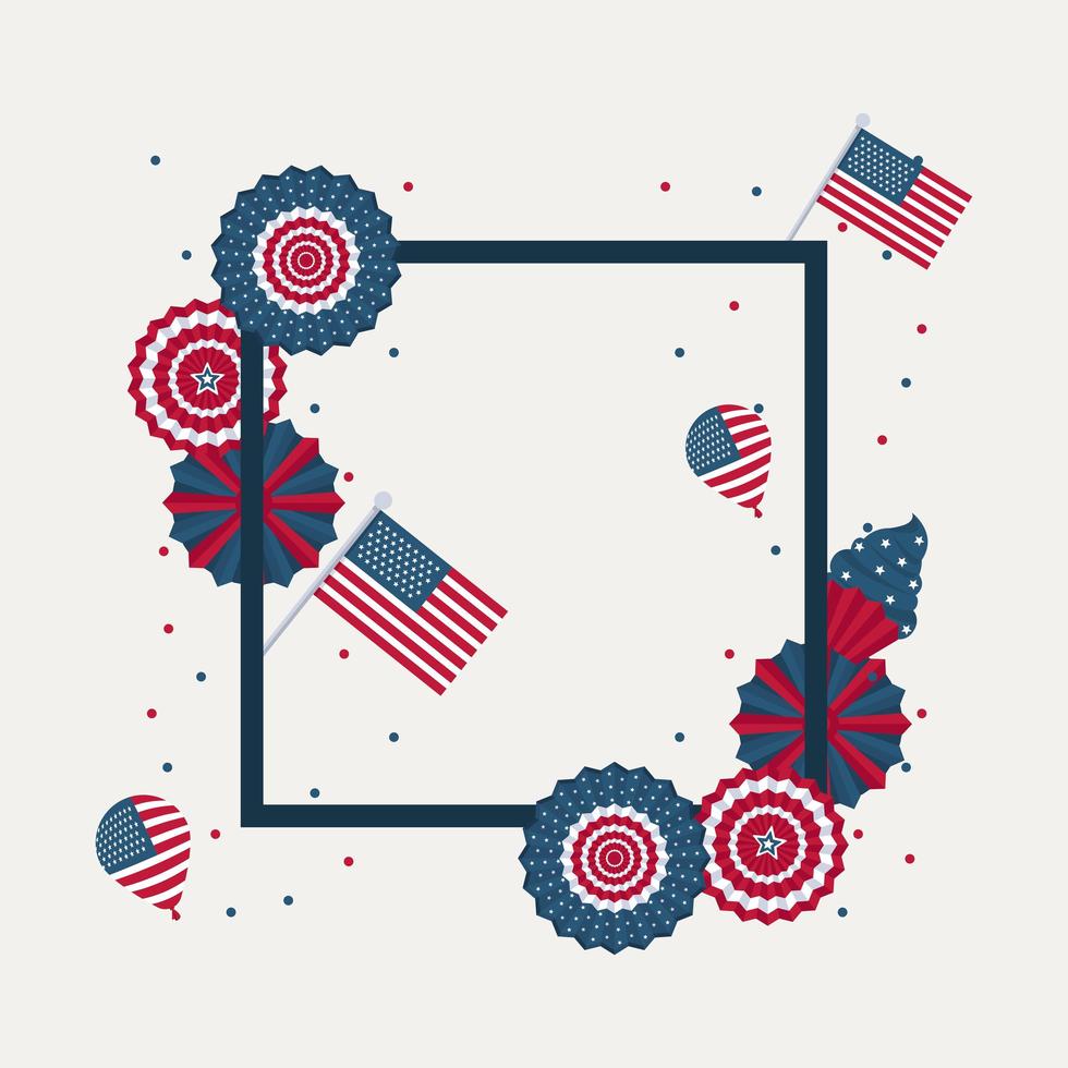 usa template square frame vector