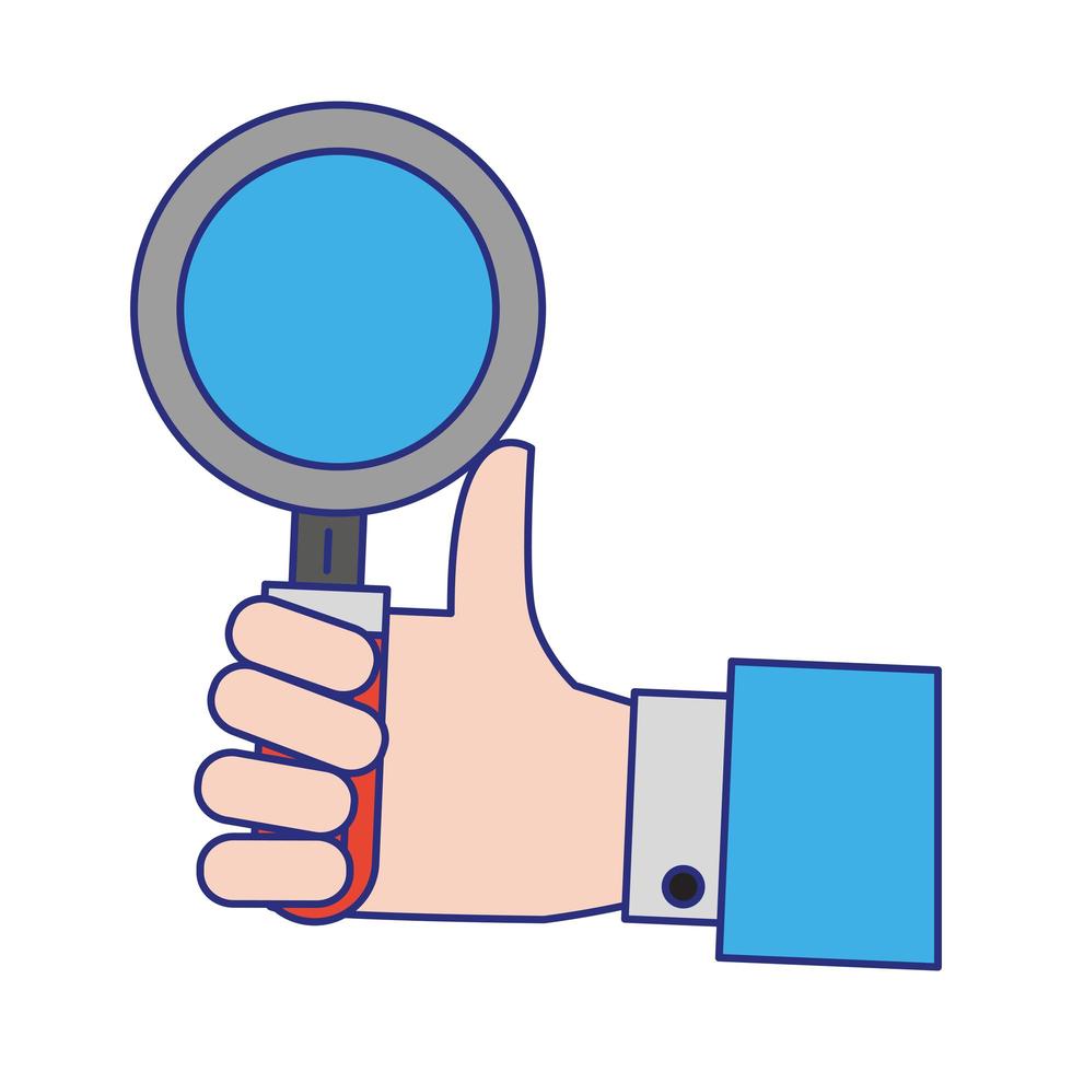 hand with magnifying glass vector