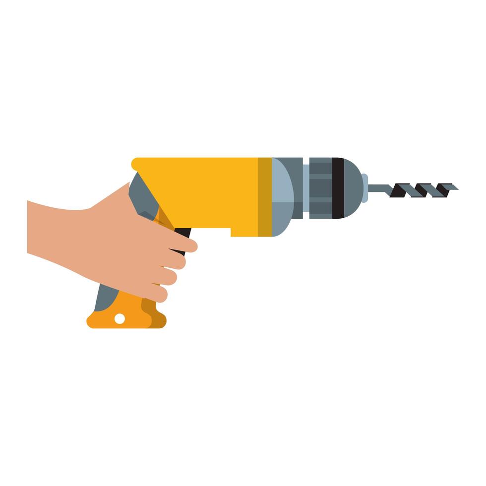 Hand with drill construction tool vector