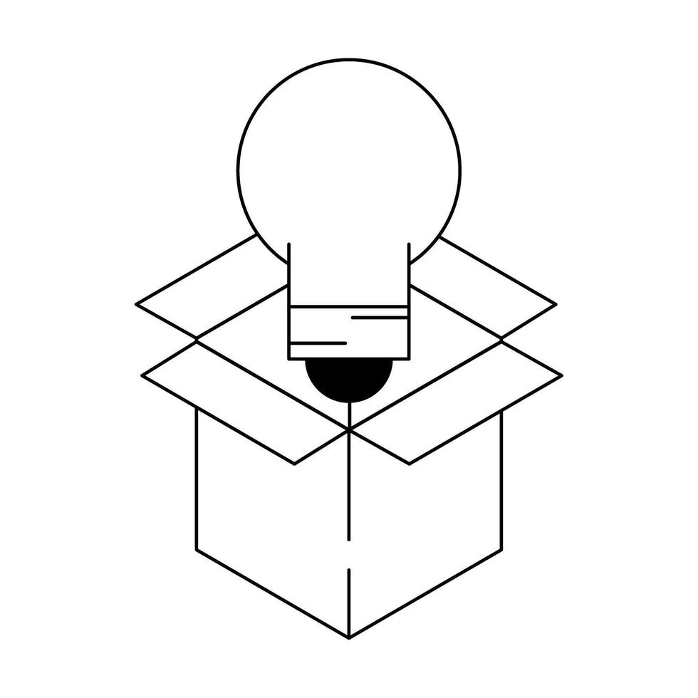 light bulb with box in black and white vector