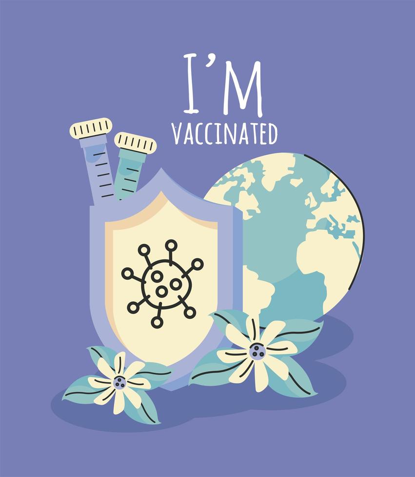 i am vaccinated lettering vector