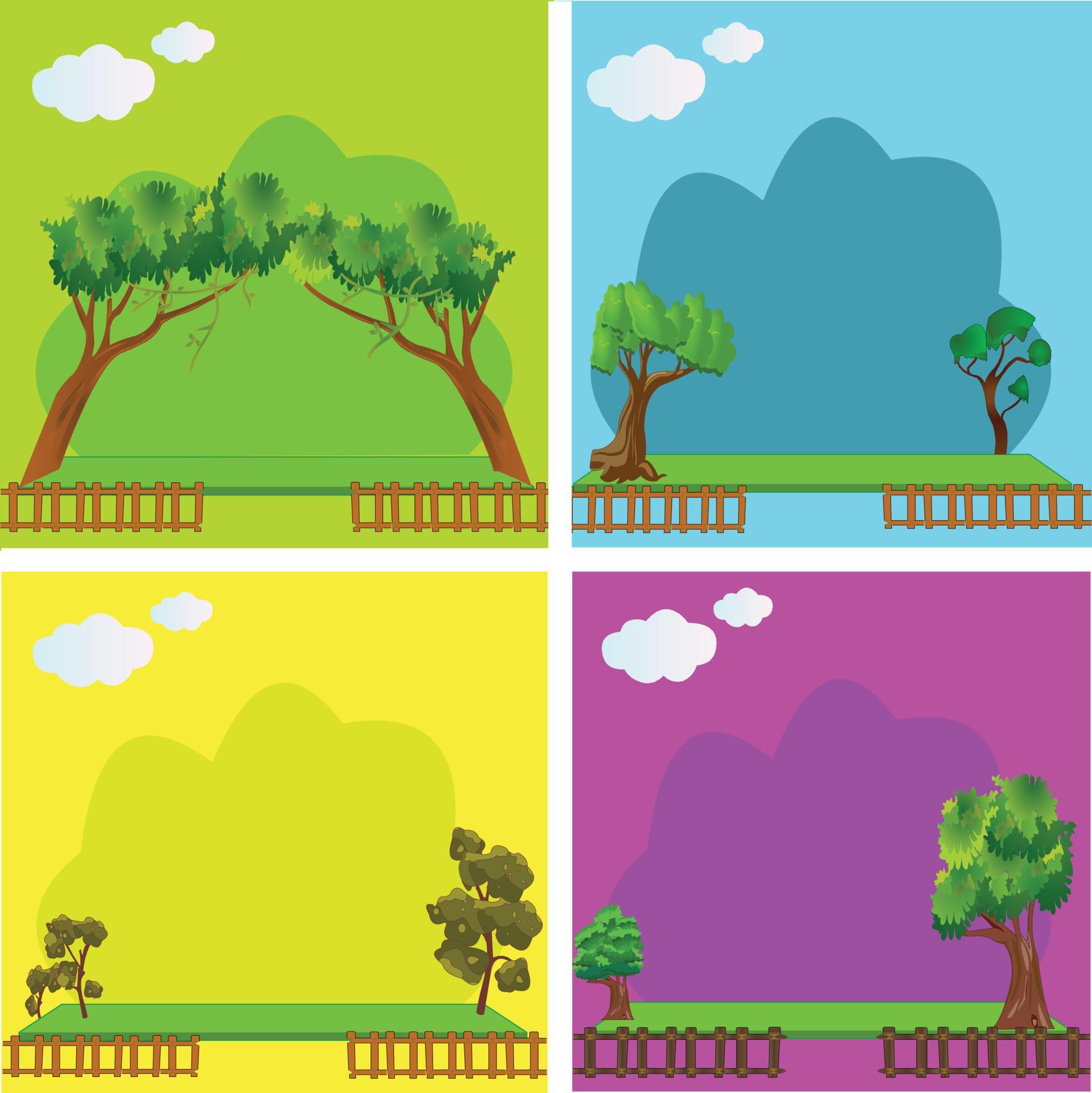 landscape with trees and clouds vector art illustration 3760977 Vector
