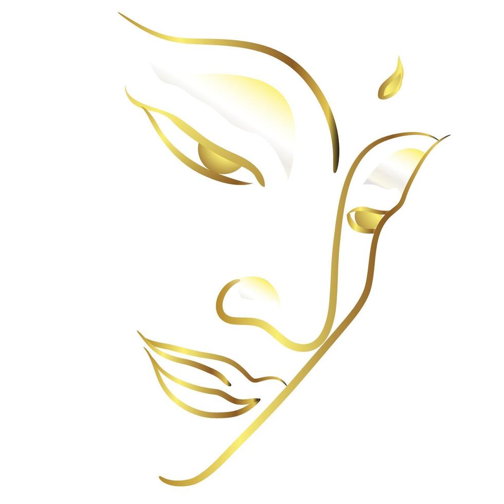 Face buddha with golden border element isolate on white background vector