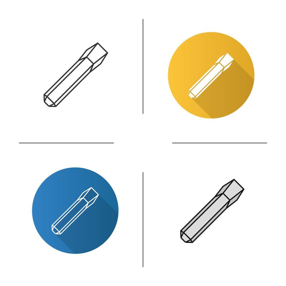 Iron chisel icon. Flat design, linear and color styles. Isolated vector illustrations