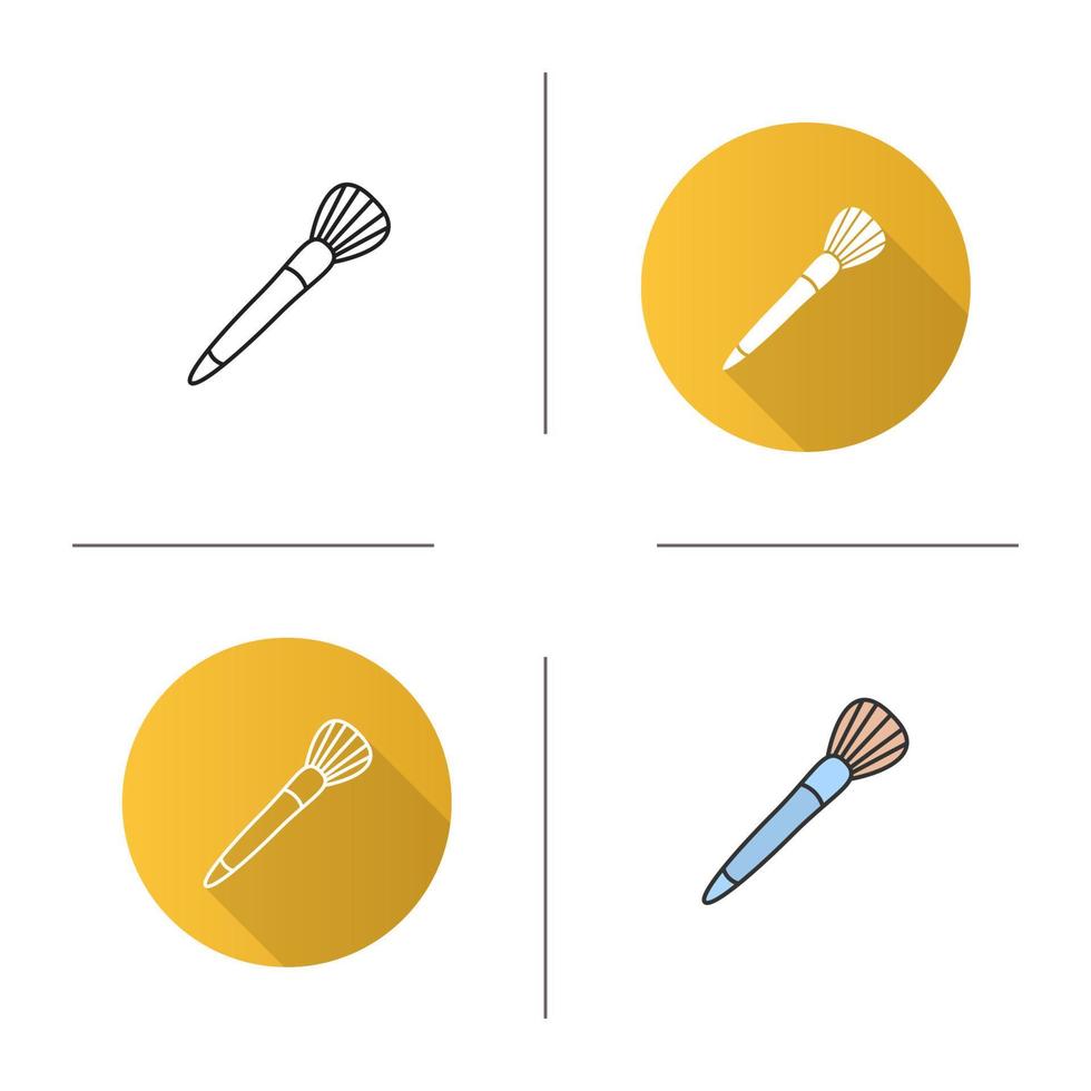 Makeup brush icon. Flat design, linear and color styles. Isolated vector illustrations