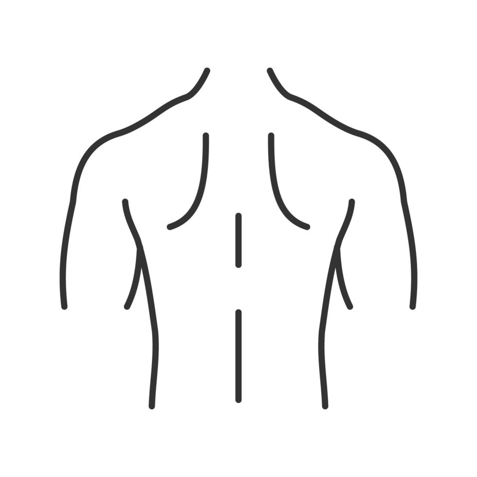 Man's back linear icon. Thin line illustration. Contour symbol. Vector isolated outline drawing