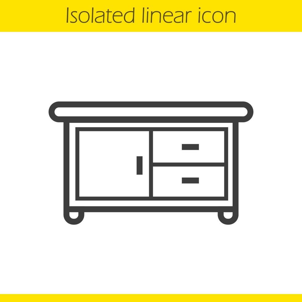 Kitchen table linear icon. Thin line illustration. Kitchen counter contour symbol. Vector isolated outline drawing