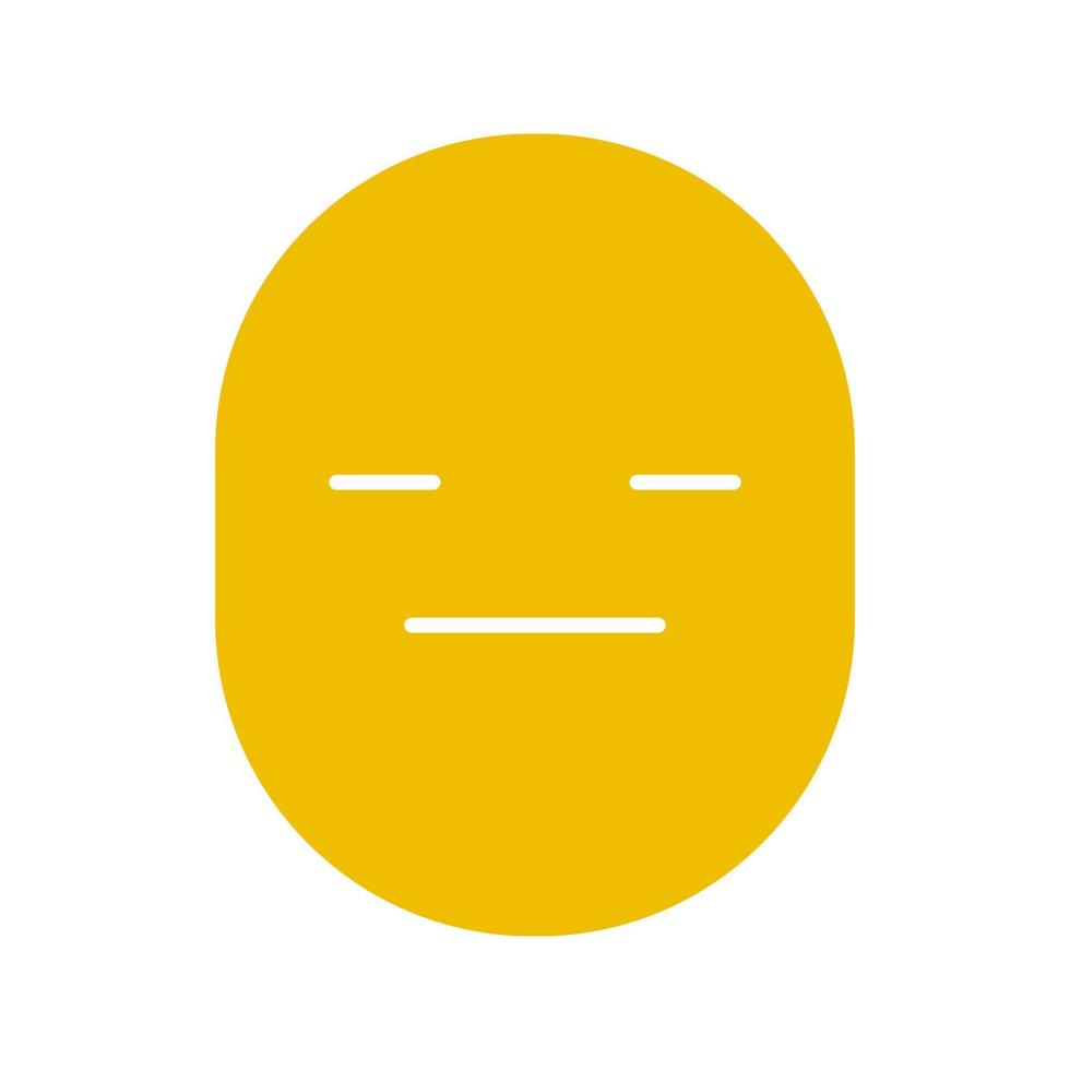 Neutral face glyph color icon. Emotionless smiley. Silhouette symbol on white background. Poker face. Negative space. Vector illustration