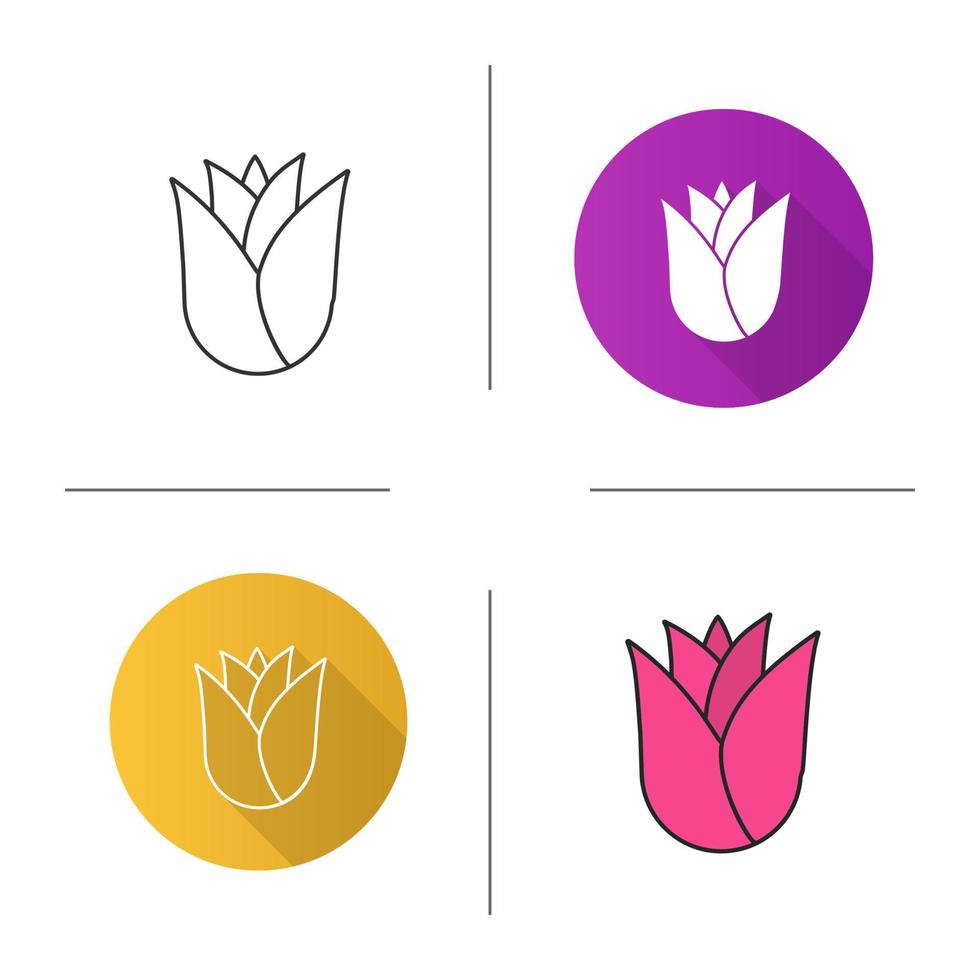 icono de capullo de rosa. diseño plano, estilos lineales y de color. cabeza de flor color de rosa. ilustraciones vectoriales aisladas vector