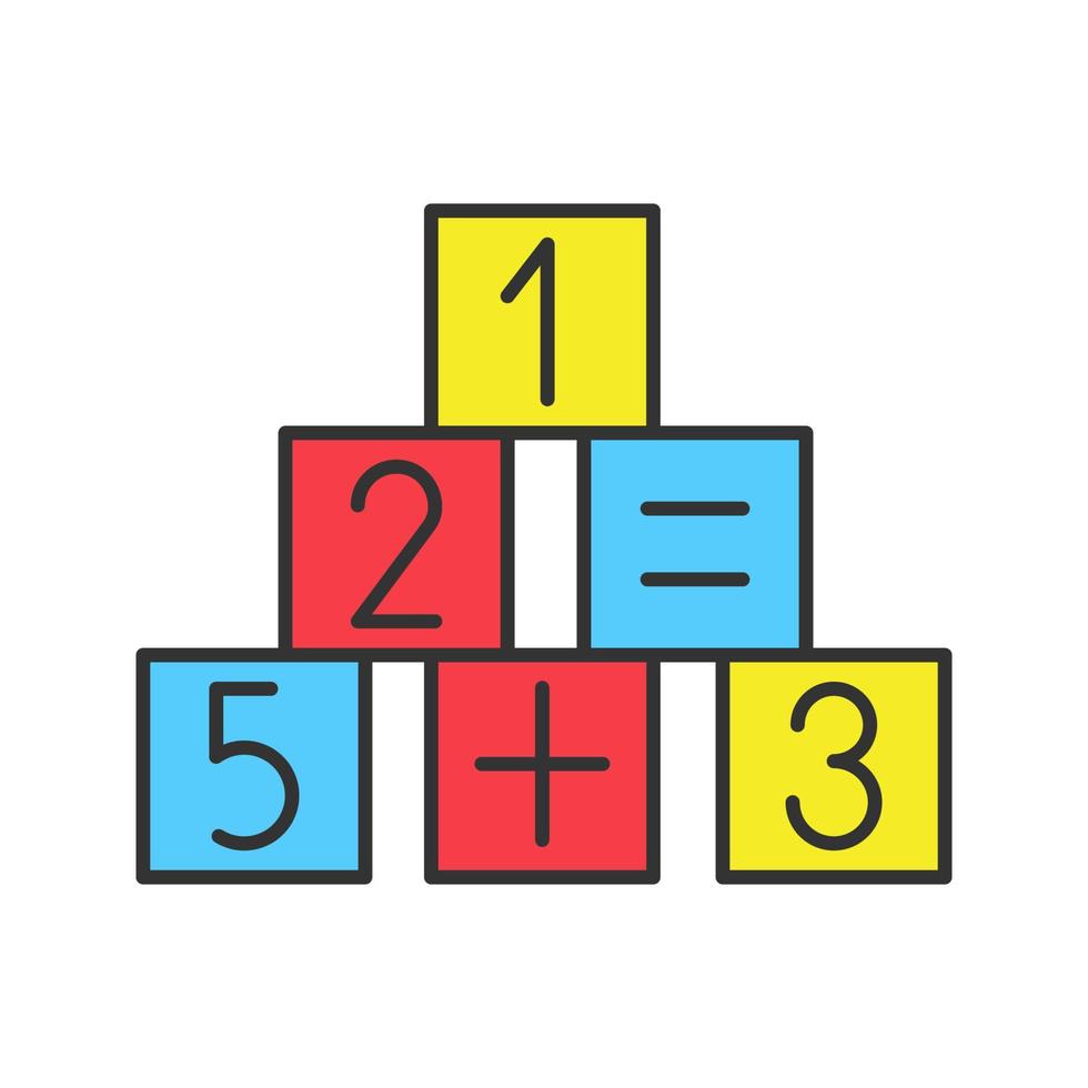 Math blocks color icon. Educational game. Isolated vector illustration