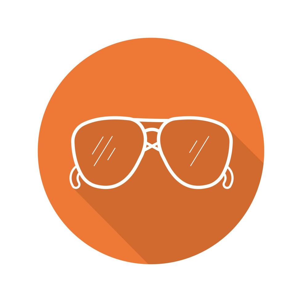 gafas de sol icono de sombra plana lineal larga. aviadores. símbolo de contorno vectorial vector