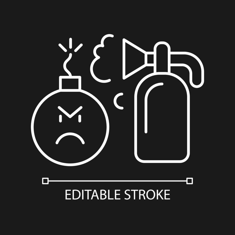 Extinguishing emotions white linear icon for dark theme vector