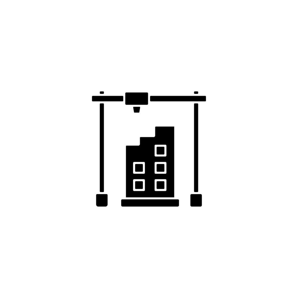 3d printed building design black glyph icon vector
