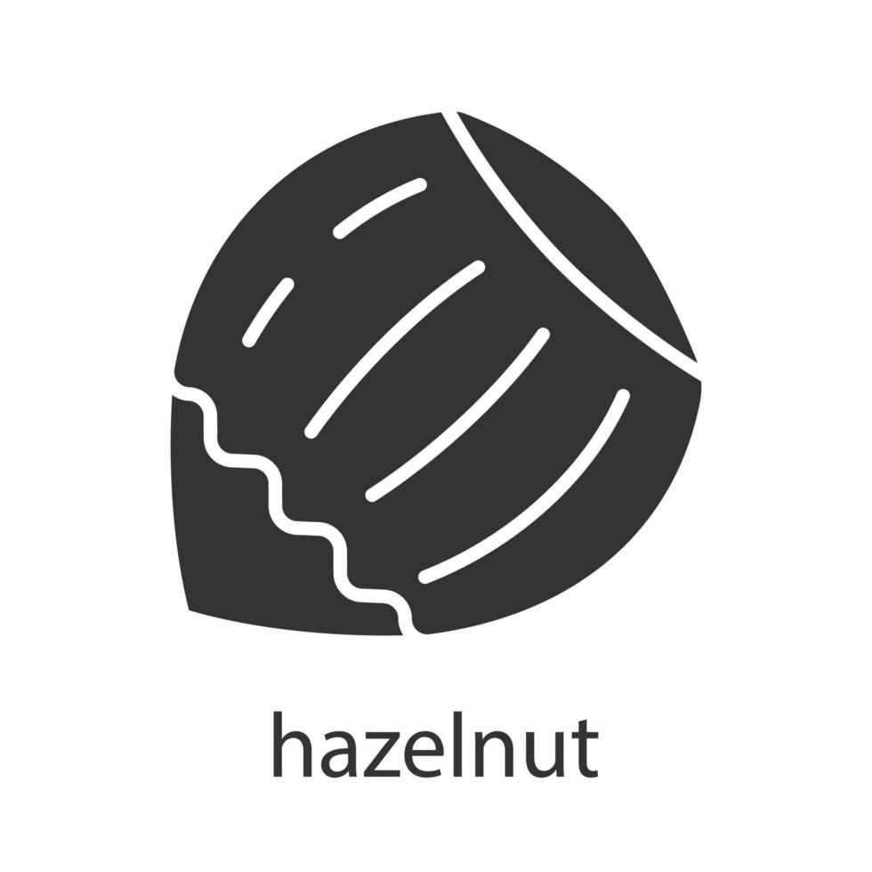 Hazelnut glyph icon. Silhouette symbol. Negative space. Vector isolated illustration